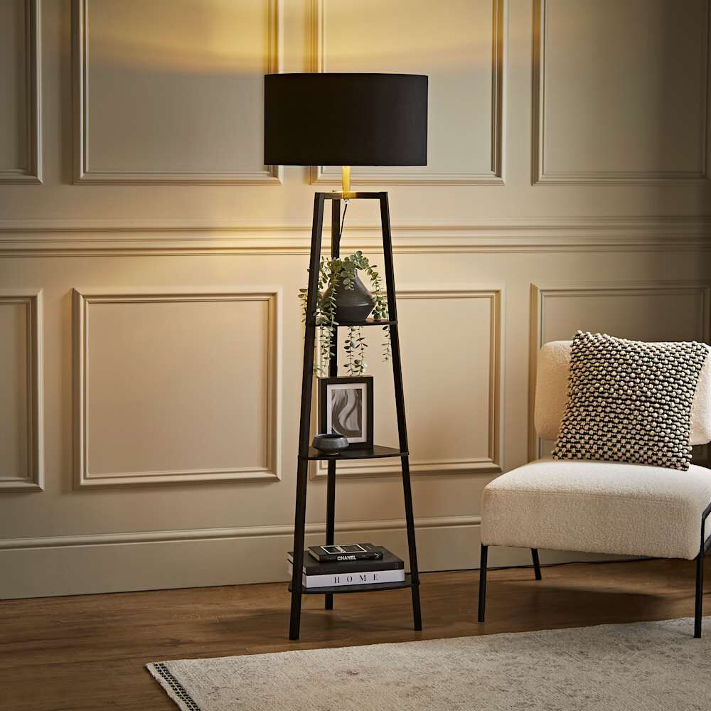 Latitude Run Aidrian 155cm Tripod Floor Lamp Black/Black 155cm H X 39cm W X 39cm D