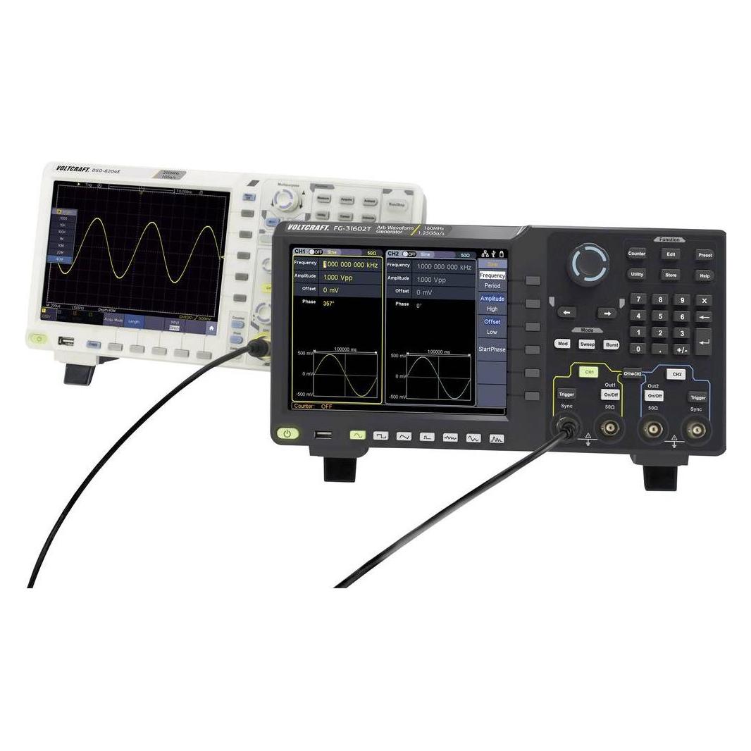 Voltcraft 160 MHz Zweikanal-Arbiträr-Signalgenerator mit Touchscreen-Bedienung (FG-31602T)