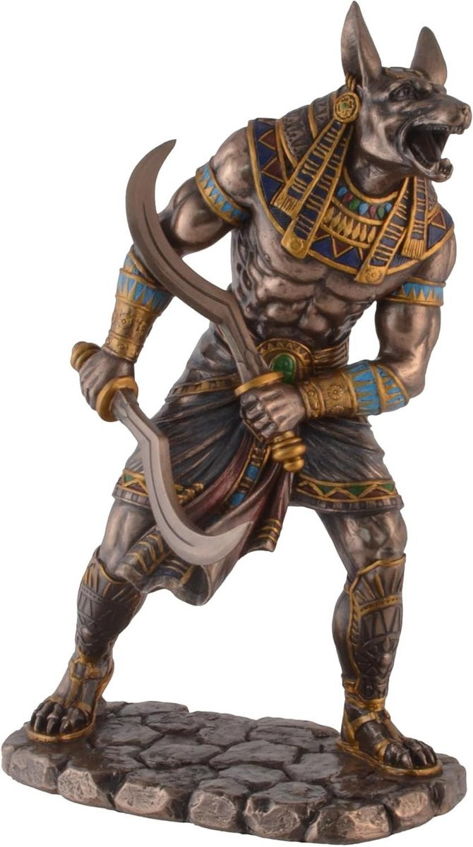 Anubis Egyptisch God Beeld - Handgebronsde Woondecoratie - Hoogte: 23 cm