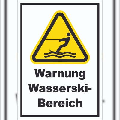 HB-Druck Schild Warnung Wasserski-Bereich A3 Rückseite selbstklebend