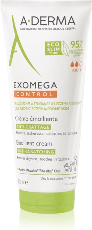 A-Derma Exomega Control Emollient Cream Körpercreme für sehr trockene, empfindliche und atopische Haut 200 ml