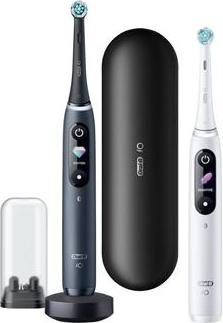 Oral-B | iO8 Series Duo | Elektrische Zahnbürste | Wiederaufladbar | Für Erwachsene | ml | Anzahl Bürstenköpfe | Schwarzer Onyx/Weiß | Anzahl der enthaltenen Bürstenköpfe: 2 | Anzahl der Putzmodi