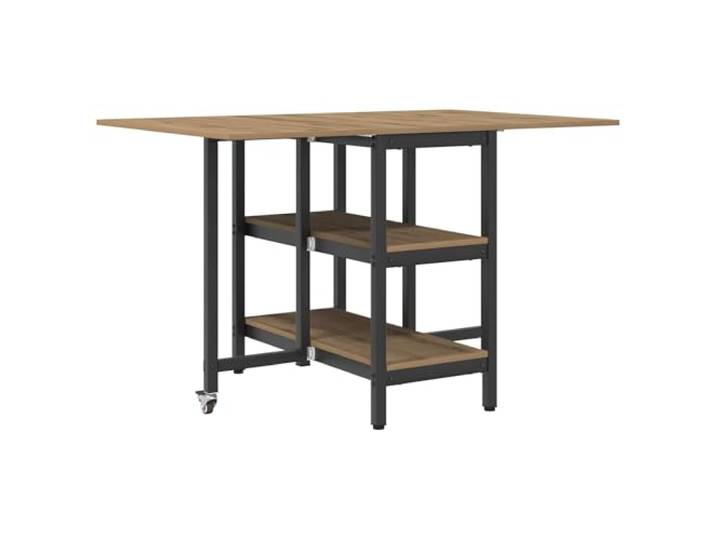 GHVBNMF Esstisch Klappbar Ausziehbar Holzwerkstoff Artisan-Eiche 122x80cm Praktischer Küchen- und Esszimmertisch mit 2 Ablagefächern. Flexibel verstellbar für kleine Räume und spontane Gäste.