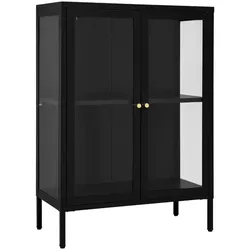 vidaXL Sideboard Schwarz 75x35x105 cm Stahl und Glas