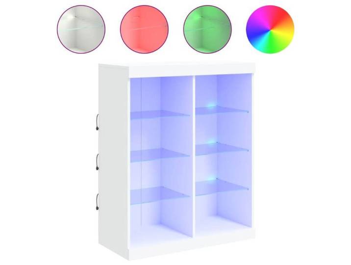 NOUVEAU Commode - Buffet avec lumières LED - Bahut Meuble Enfilade - blanc - 81x37x100cm 84299