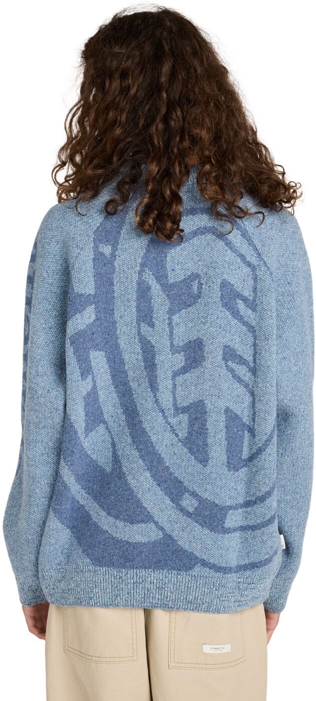 Strickpullover ELEMENT "Double Icon", Herren, Gr. M, blau (mid grau heather), Obermaterial: 50% Wolle, 30% Modacryl, 20% Polyamid., Pullover Strickpullover mid grau heather M