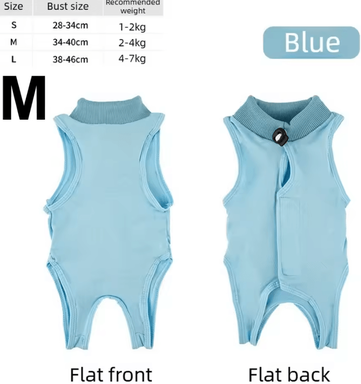 Inspire Curations ComfortShield Cat Recovery Jumpsuit For Post Surgery Healing & Wound Protection blue m