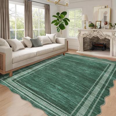 Garvee Modern Scalloped Washable Polyester Area Rug
