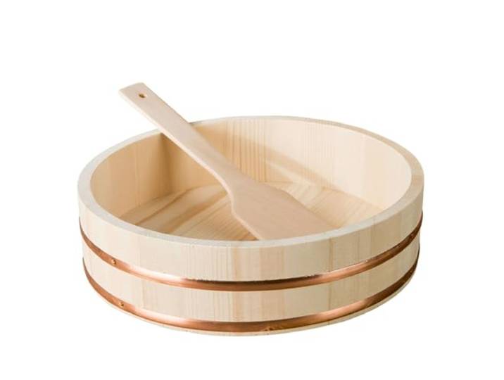 Yiustldd Handgemachte Hangiri Sushi-Reisschale Aus Holz, 12 Größen Traditioneller Japanischer Sushi-Oke-Rührbottich Mit Kupferbändern Und Löffel Für Das Restaurant,66x16cm