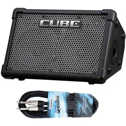 Roland Verstärker Cube Street EX Mini-PA mit Klinkenkabel (Bass, Gitarre, Keyboard, 50 W), Instrumentenverstärker, Schwarz