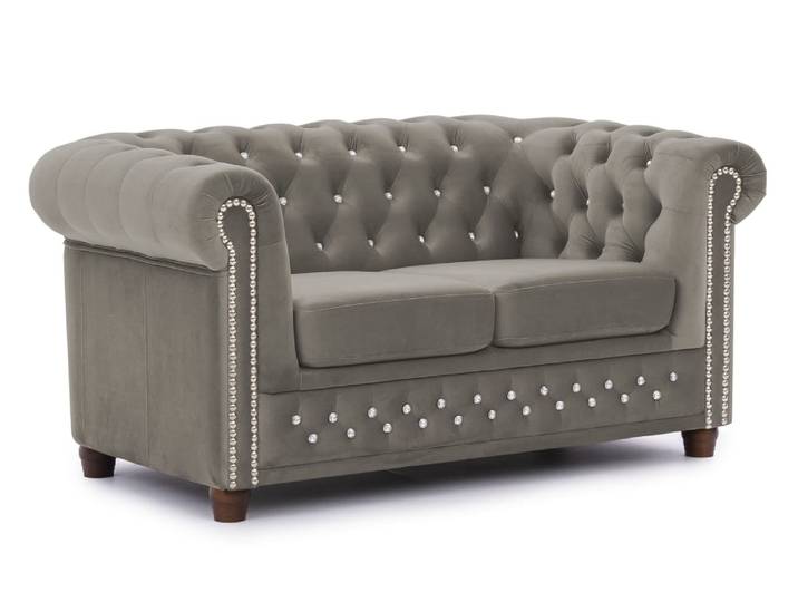Canapé 2 places Chesterfield en velours gris