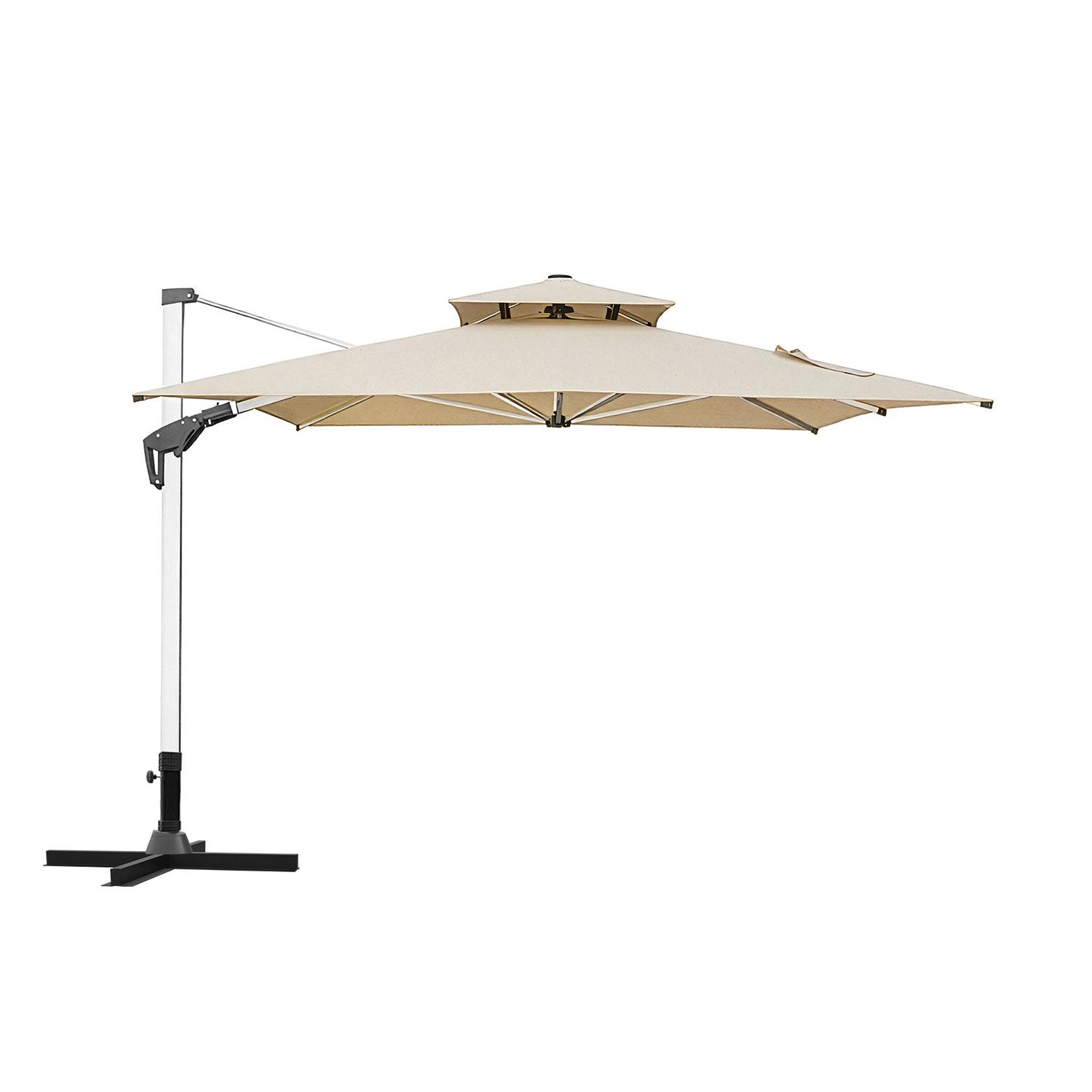 anndora Ampelschirm 3x4 m mit Kurbel, UV-Schutz UPF 50, Alu-Gestänge, Beige