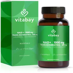 Vitabay NAD+ 1000 mg  Trans-Resveratrol 600 mg liposomal - hochdosiert 90 St