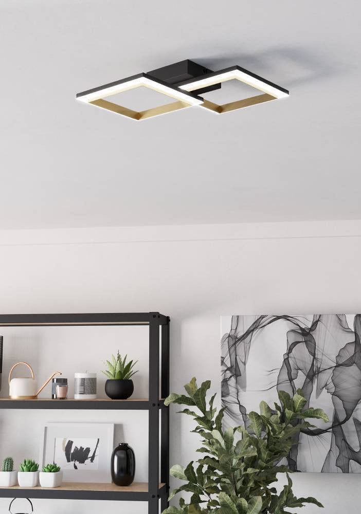 Eglo Calliera LED-plafondlamp messing/zwart B: 53 cm, D: 9 cm, H: 31 cm