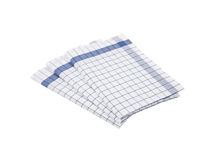 Ross 3er Pack Halbleinen Geschirrtücher Exclusiv Karo Weißfond blau, 50x70 cm