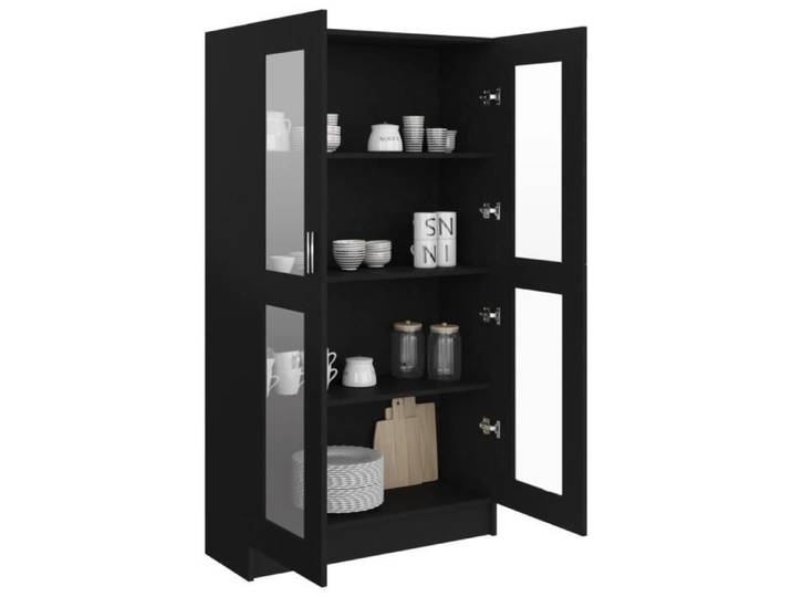 Armoire à vitrine - MOTHINESSTO - Noir - 82 5x30 5x150 cm - Aggloméré - 2 portes