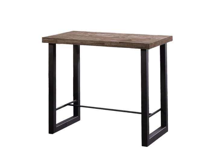Table haute en acier et bois foncé