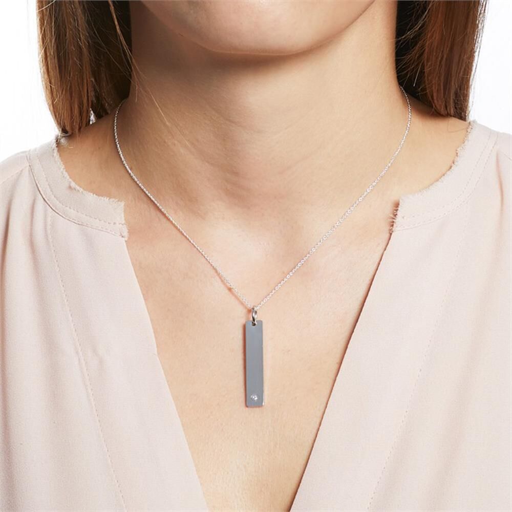 Unique Gravur Kette aus 925er Silber mit echtem Diamant silber