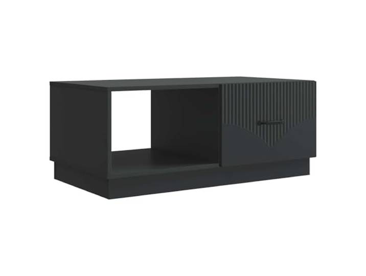fsahslih Couchtisch Schwarz 90 x 50 x 37 cm Holzwerkstoff 2 Fächer Stilvoller Beistelltisch für das Wohnzimmer mit zwei Fächern, innovativen Pendeltüren und eleganten schwarzen Griffen.