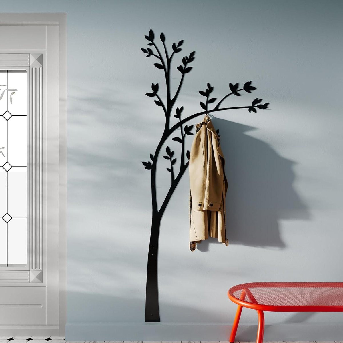 Wandgarderobe paneel Wandgarderobe boom design zwart H 190 x B 83 cm