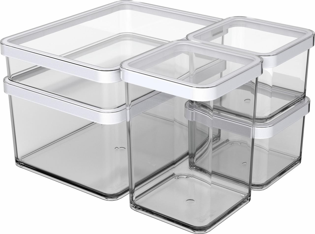 Rotho Premium voorraadbakset LOFT, 5-delig, transparant