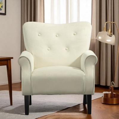 "28.5"" Polyester Mid-Century Modern Wingback Accent Chair with Sturdy Wood Legs and High-Back Padded Club Design"