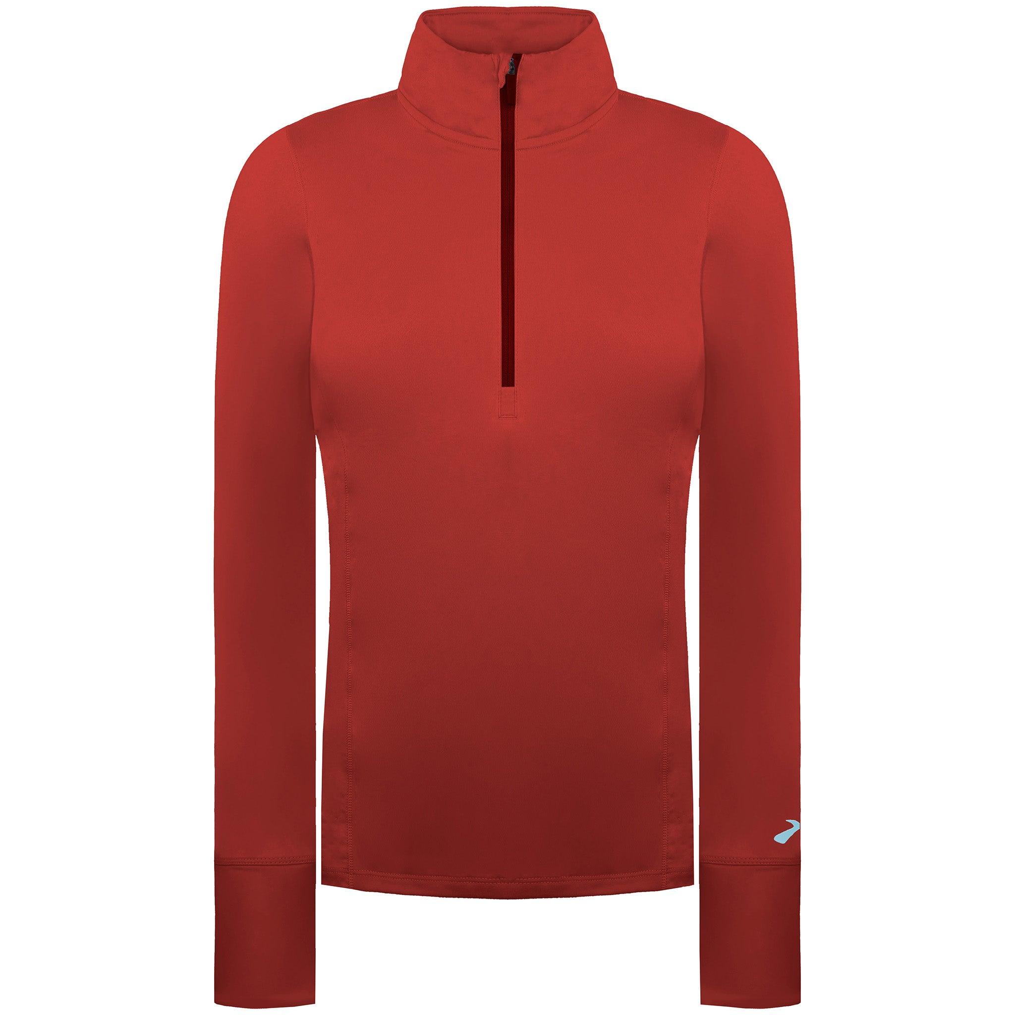 Brooks Dash 1/2 Zip Damen Dunkelrotes Lauftop
