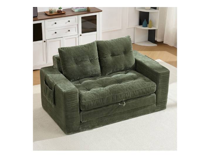 STILVORA Loungesofa Zweier-Sofa mit verbreiterten Armlehnen Klappsofa mit Taschen, Mit Schlaffunktion, Seitentaschen, weich, hautfreundlich, bequem, für Wohnzimmer, Gästezimmer, Apartment, Leseecke