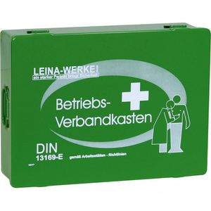 Leina-Werke Verbandskasten REF 20020, DIN 13169, für Betriebe & Zuhause, aus Stahlblech, grün
