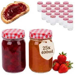 Relaxdays Einmachgläser Set 400 ml Twist Off Weiß,Rot,Transparent