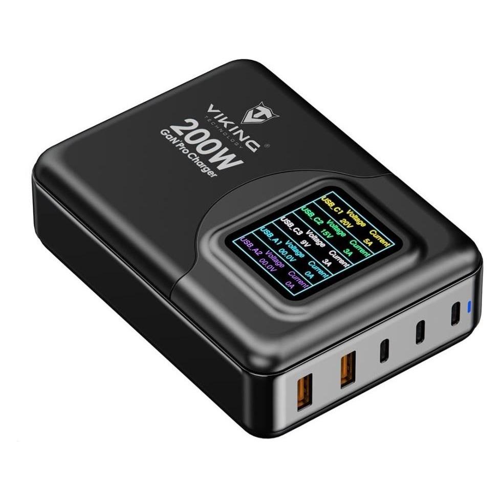 Viking USB GaN charger PD PRO (200 W, 5 Ports) (VCH200PD)
