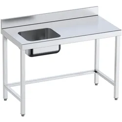 Chef tisch mit 1 becken links - 1600x700x850 mm - 1M6107RI Eurast