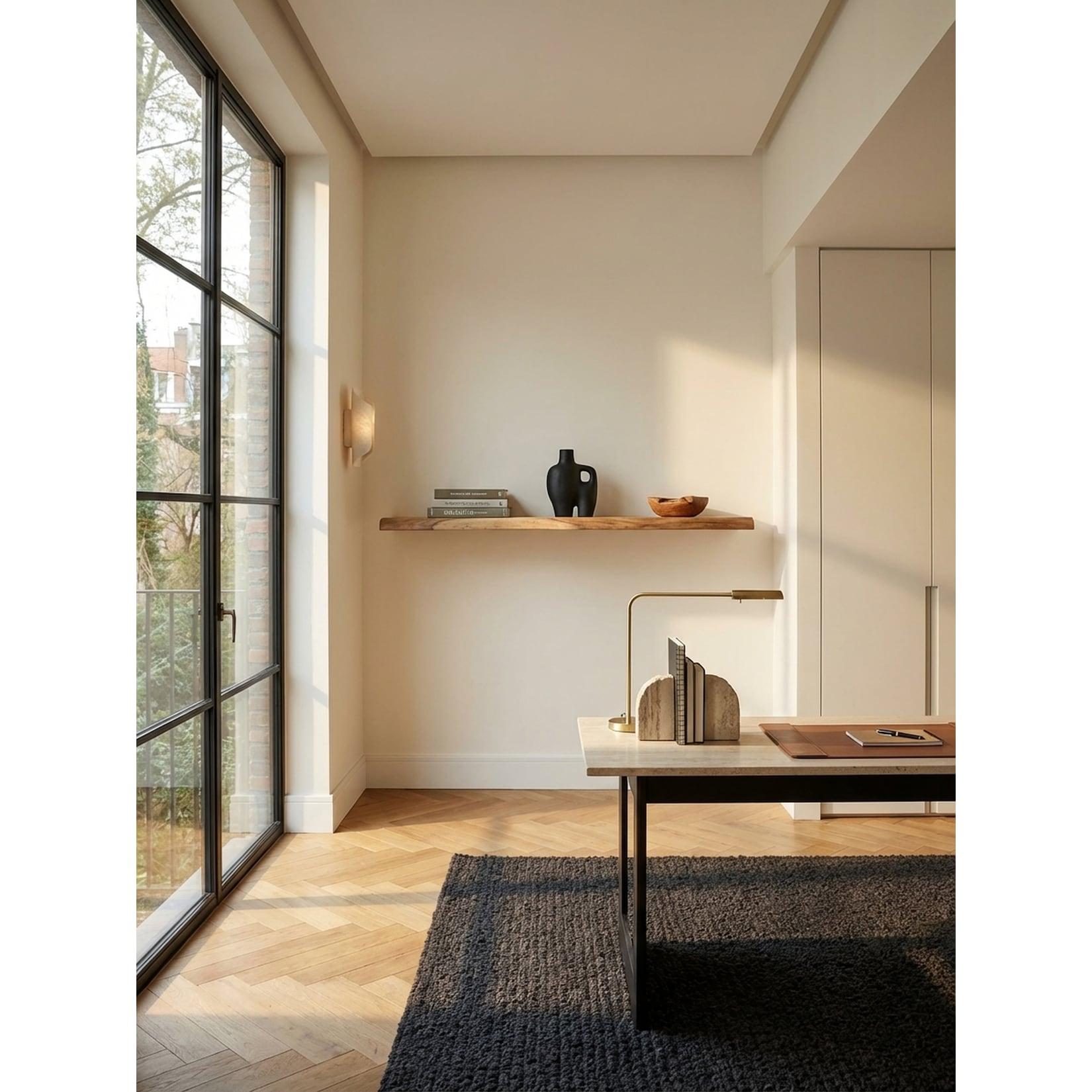 Wandregal Massivholz Baumkante Landhausstil, Akazie 120x26x4 cm