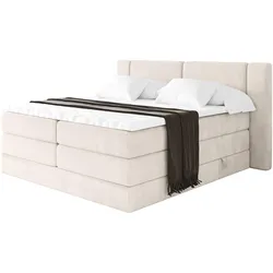 BOXSPRINGBETT mit Matratze H3/H4 - EVON KING - 160x200 cm Beige
