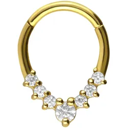 Chirurgenstahl Segmentring Clicker TROPFEN + 7 KRISTALLE