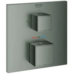 Grohe Grohtherm Cube Fertigmontageset 24154AL0 hard graphite gebürstet, Unterputz-Brause-Thermostat mit 2-Wege-Umstellung