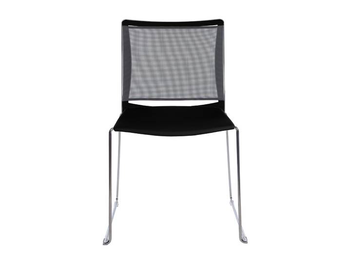 Chaise de réunion et visiteur Giulia coque en polypropylène Noir - dossier en maille Gris - piètement fil chromé métal