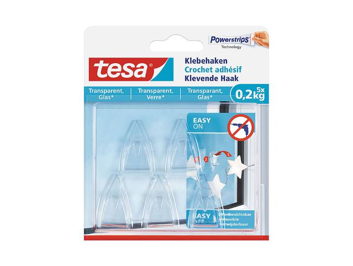 Tesa Klebehaken für Transparente Oberflächen und Glas 0.2 kg