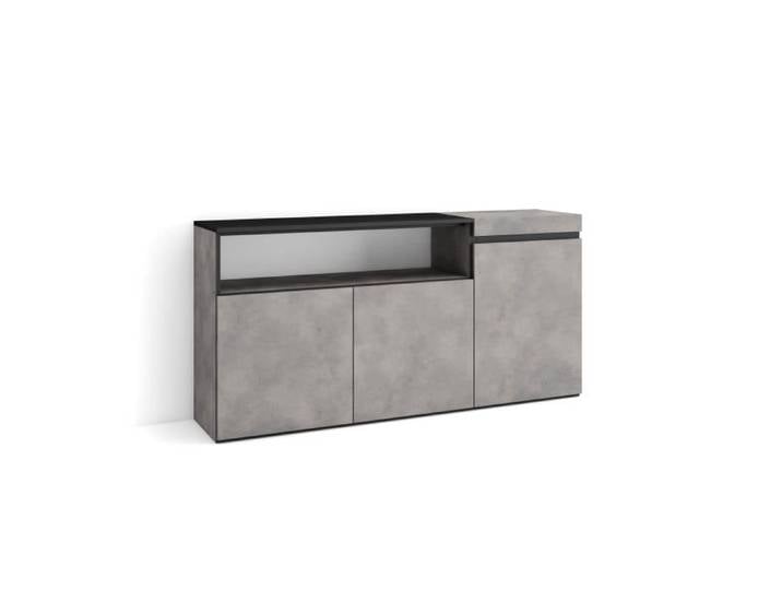 Buffet Bahut Enfilade 150x35x75cm 3 Portes Ciment RF2491