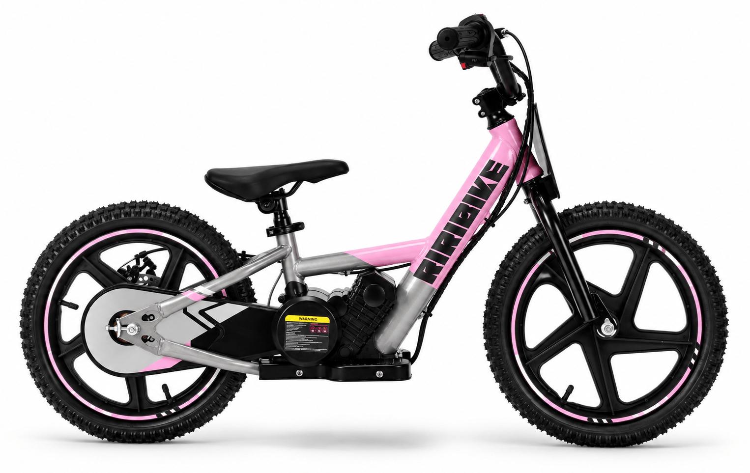 Elektro Laufrad für Kinder RIRIBIKE RTX6 S 24V (16"), Pink, Lithium-Akku, 250-W-Motor, Scheibenbremse