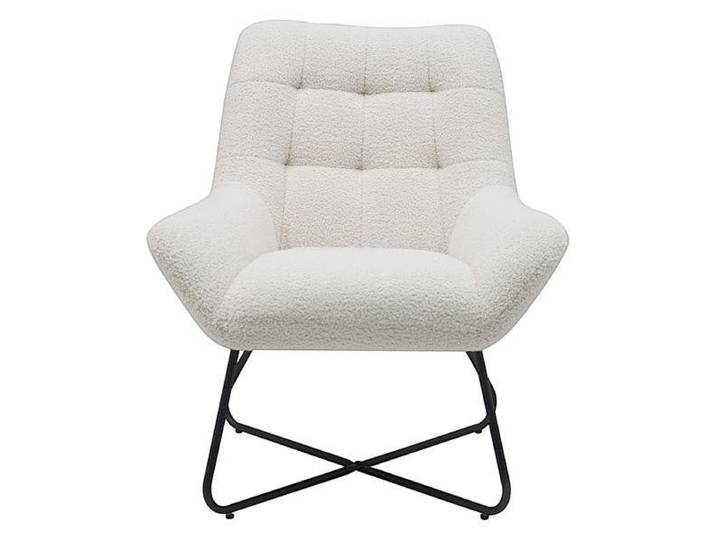 Fauteuil tissu effet laine bouclette blanc
