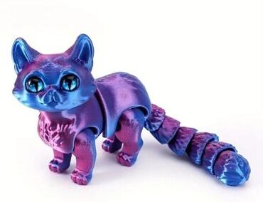 Inspire Essentials 3D Printed Articulated Cat Toy Glow In The Dark Fidget Cat Figure purple