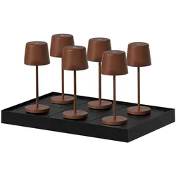 Lumisky 6 MINI KELLY Lampen + Ladestation Stahl Braun