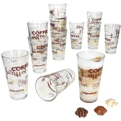 12er Set CANDY Latte Macchiato Gläser mit Schrift-Dekor 380ml