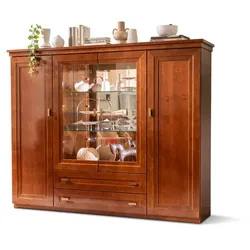 Wehrsdorfer Vitrinenschrank Kent Holz Braun Cognac