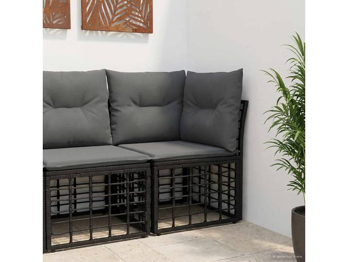 vidaXL Modulares Outdoor-Ecksofa Schwarz Poly-Rattan