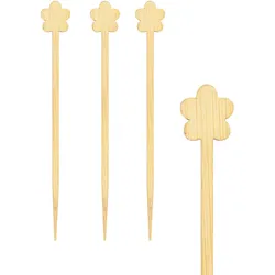 200x Picker "Blume" aus Bambus 9cm