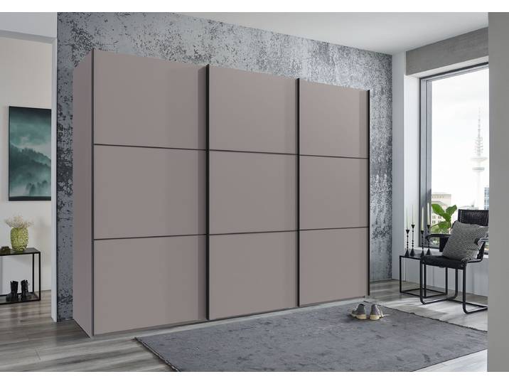 Schwebetürenschrank Indiana 300cm Grau/Beige/Saharagrau ohne Spiegeltür/-en