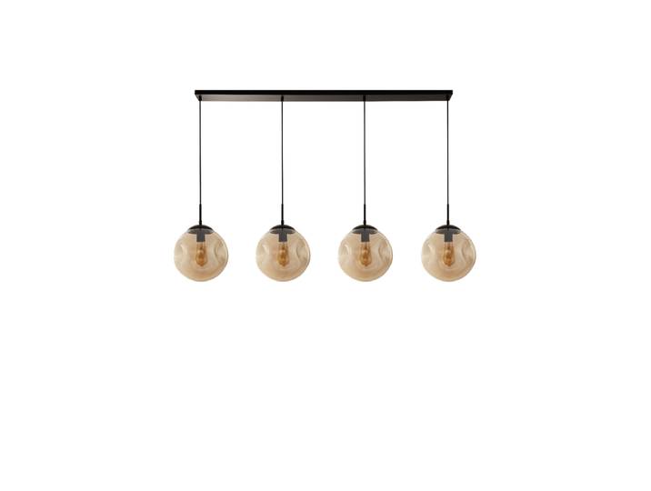 Grosse dimmbare Design Pendellampe „Punch“ 147 cm, 4-flammig Schwarz, Champagne Searchlight