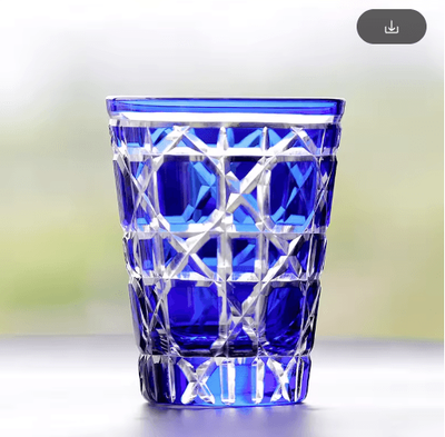 Inspire Picks Hand Cut Multi Colored Cocktail Tumbler 260 Ml Colored Whiskey Glass For Coffee Water And Spirits no45blue about 260ml